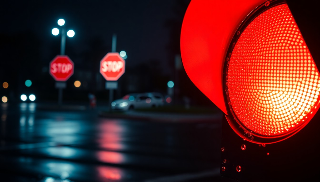 Les différences entre griller un feu rouge et un stop